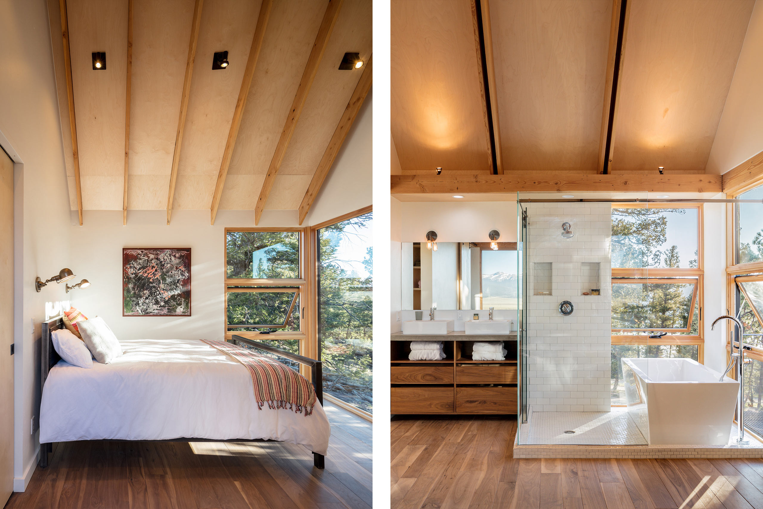 Interior view of Big Cabin | Little Cabin by Renée del Gaudio Architecture.