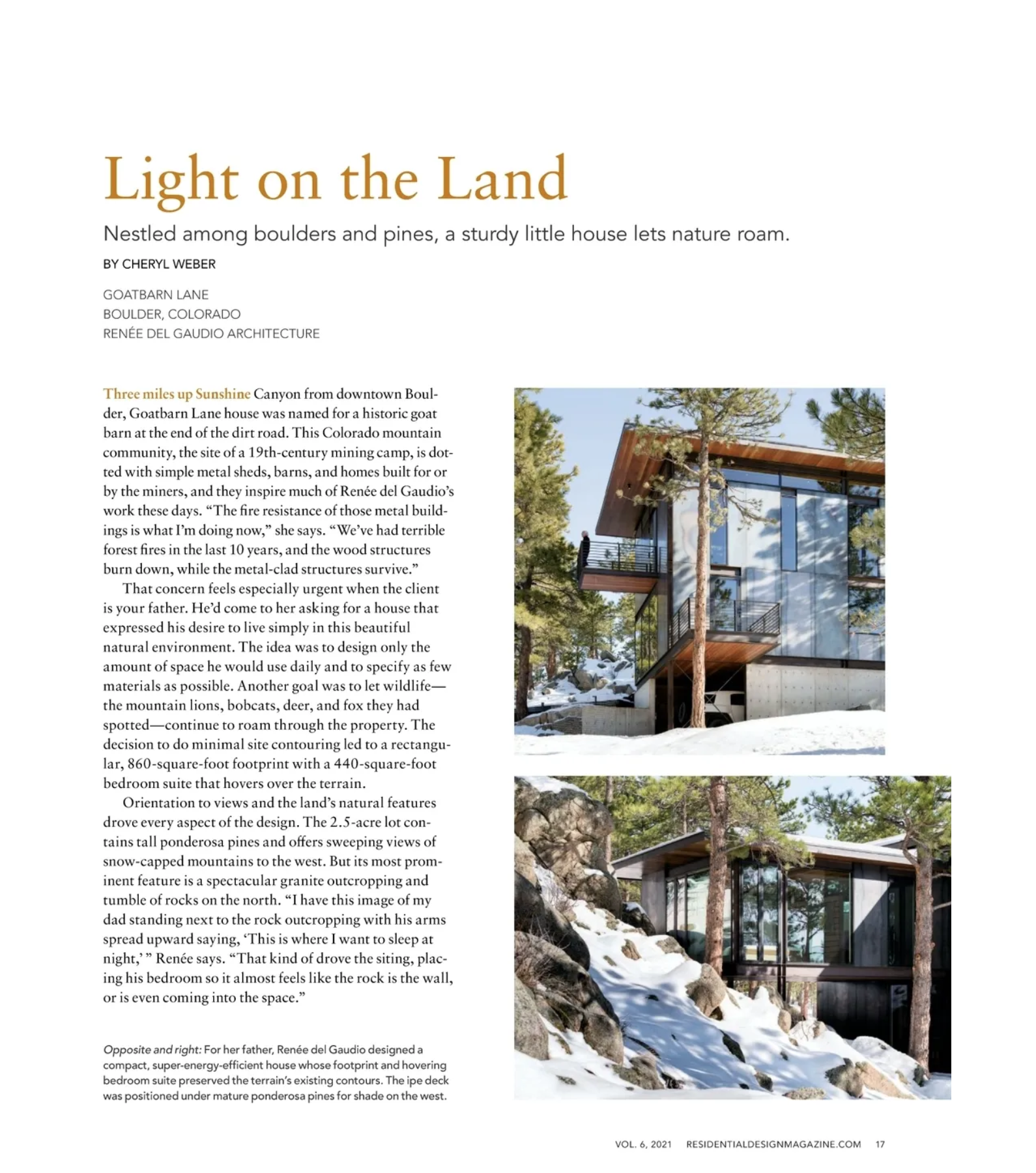 Residential Design Goatbarn | Press for Renée del Gaudio Architecture.