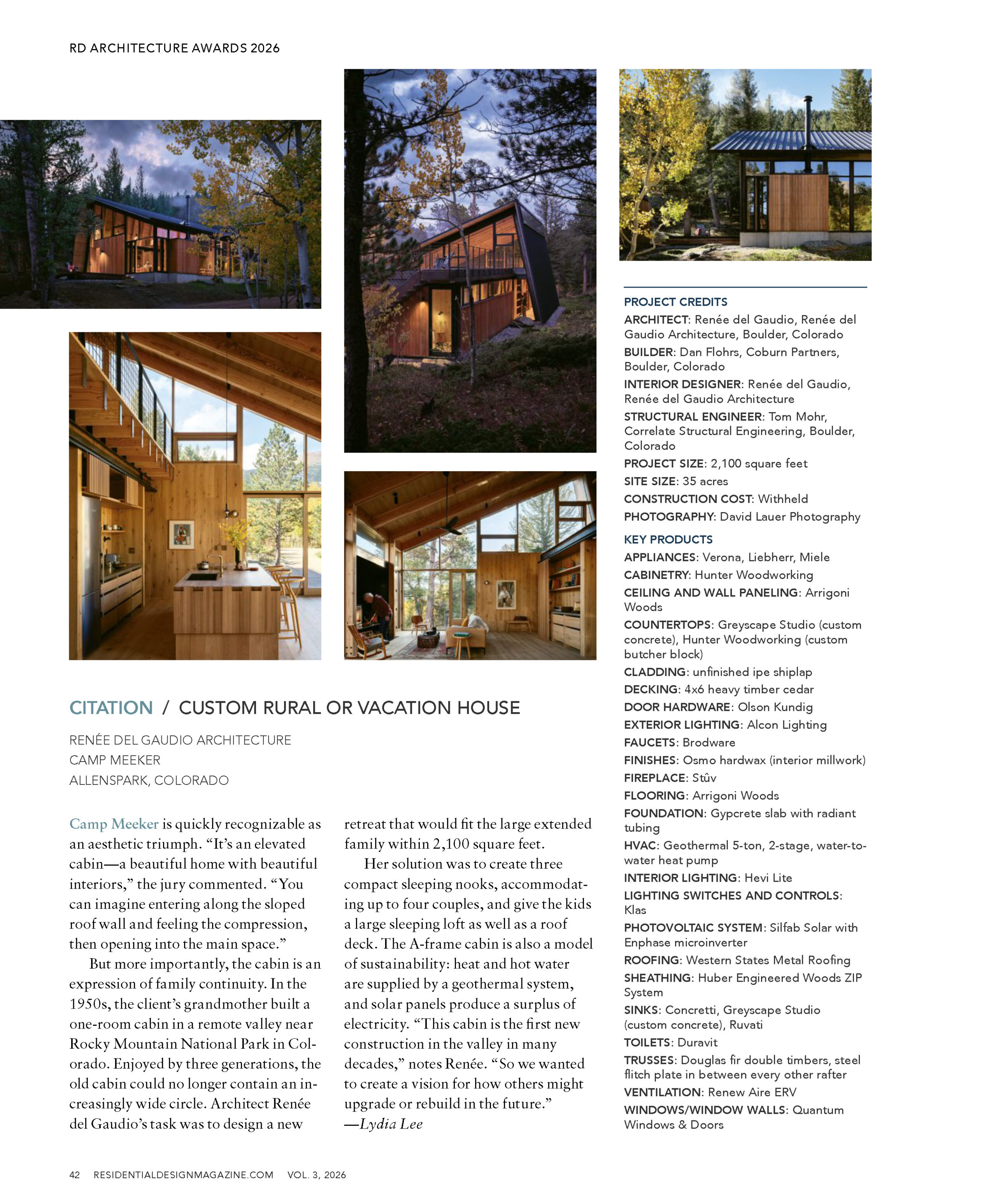 Residential Design Awards 2026 | Press for Renée del Gaudio Architecture.